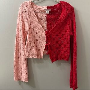 Sincerely Jules Red and Pink Knit Cardigan